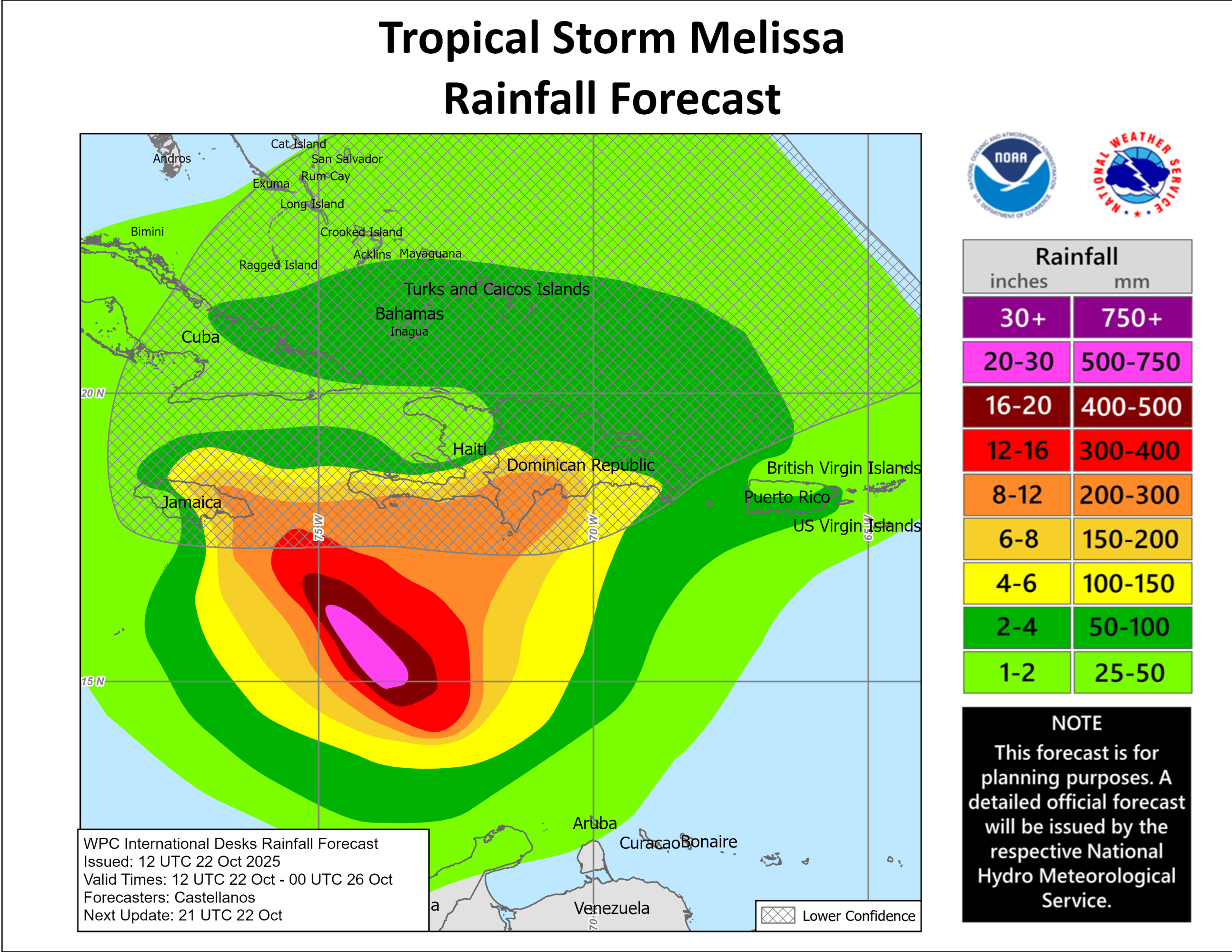 El sistema amenaza continúa desplazándose por el mar Caribe y se espera que provoque fuertes lluvias e inundaciones en partes de Haití y Jamaica durante el resto de la semana.