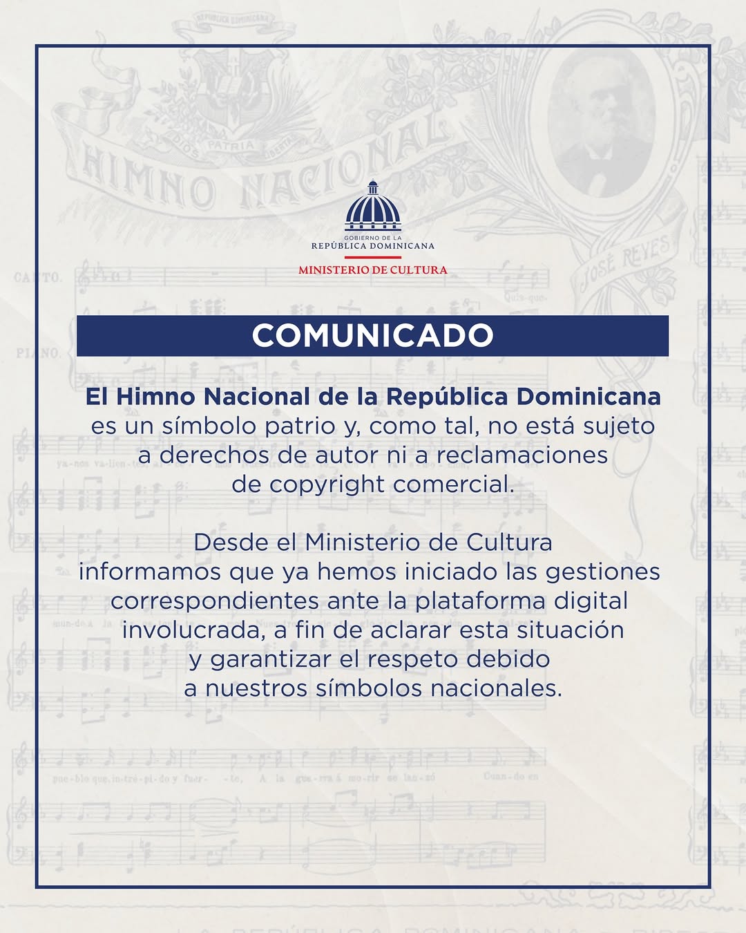 Ministerio de Cultura emitió un comunicado sobre Himno Nacional.