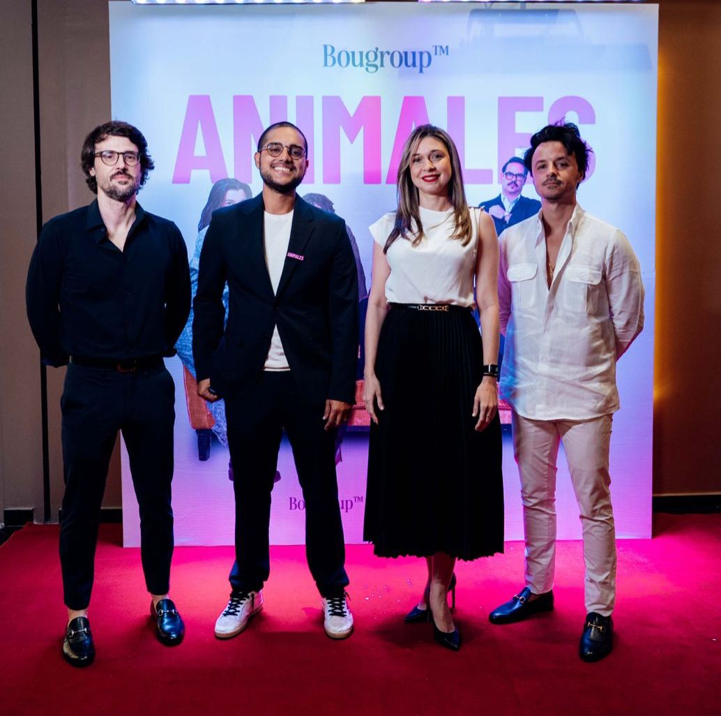 Vicente Alamá, Héctor M. Valdez, Mariana Vargas y José Ramón Alamá, representantes de la productora Bougroup.