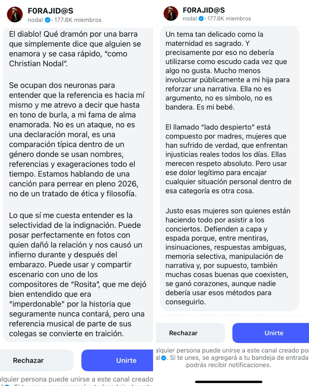 Christian Nodal reaccionó con un mensaje, donde expresa que Cazzu tiene “indignación selectiva", tras molestarse por la canción "Rosita", de sus colegas Rauw Alejandro, Jhay Cortez y Tainy.