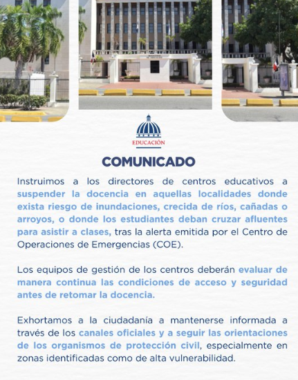 Publicación realizada por el Ministerio de Educación en X.