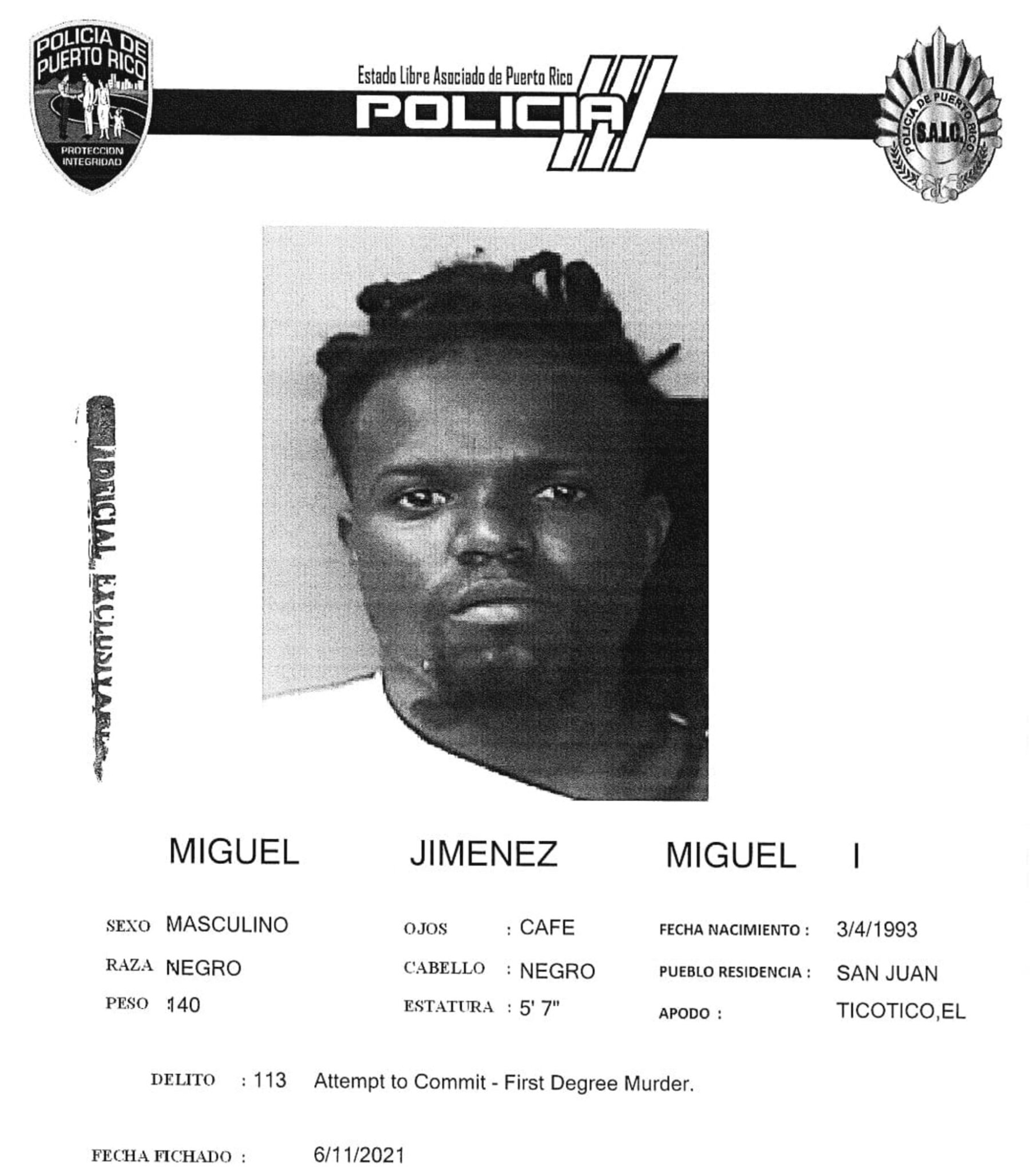 Miguel Isaac Miguel Jiménez requested for extradition by Puerto Rico.