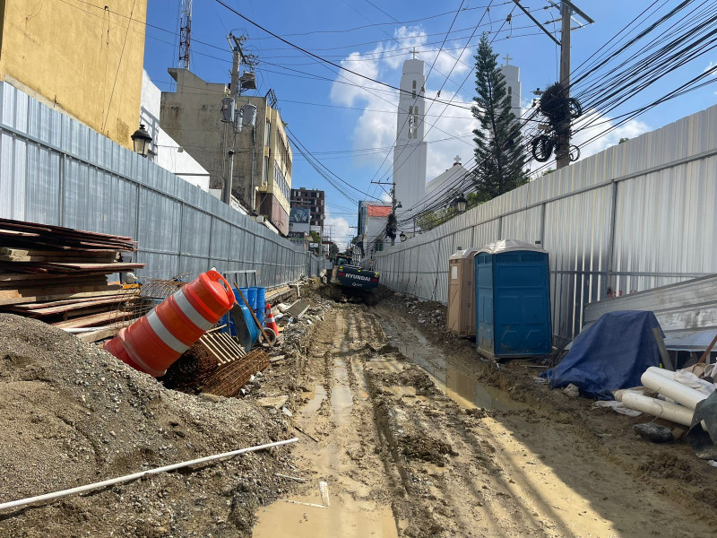 Renovation work on Del Sol Street in the Historic Center of Santiago.