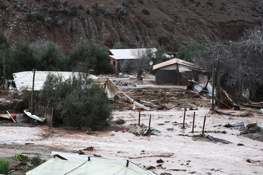 Viviendas afectadas las inundaciones en La Serena (Chile)