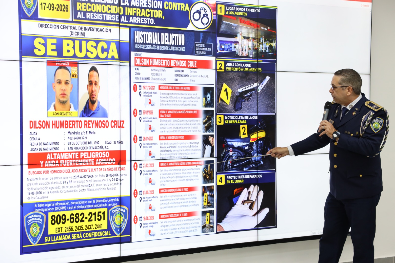 Policía muestra orden de búsqueda de Dilson Humberto Reynoso Cruz (a) “Mandrake” y:o “El Mello”