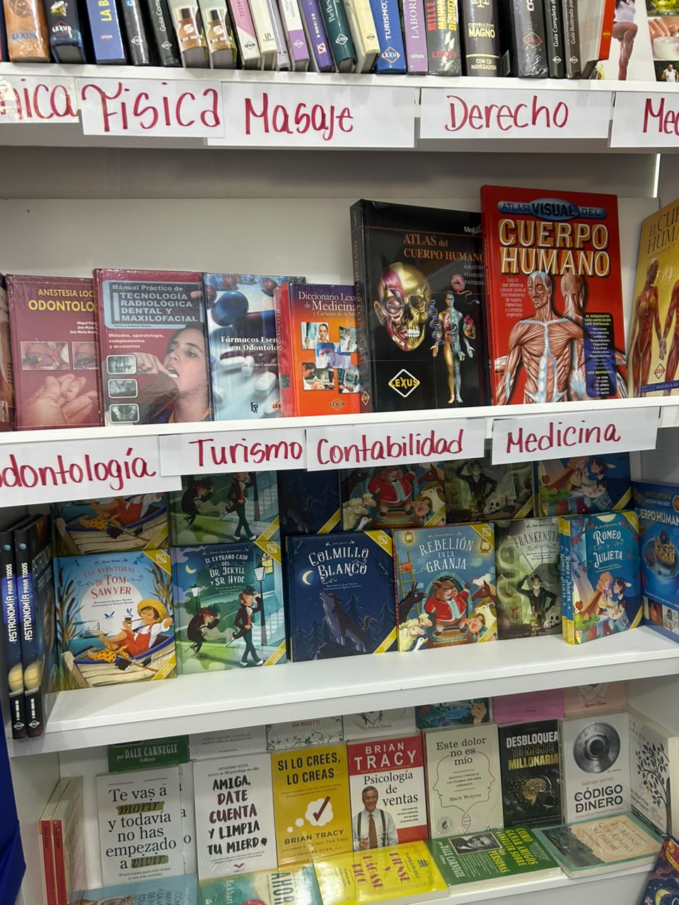 Estantes de libros en la Feria Internacional.