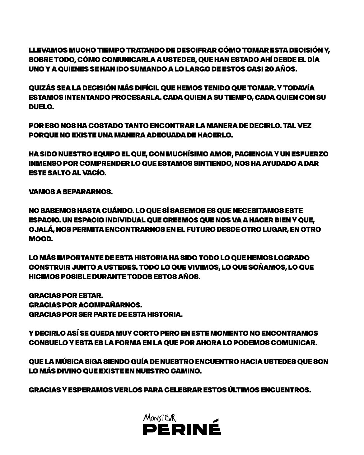 Comunicado de Monsieur Periné.