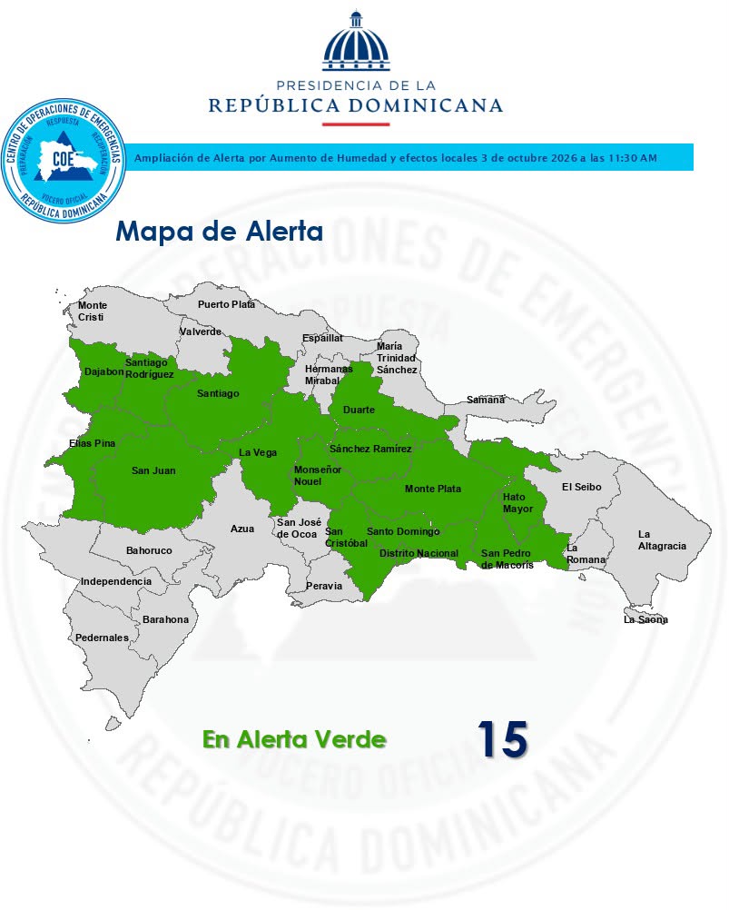 Mapa de provincias que están en alerta este sábado 3 de octubre
